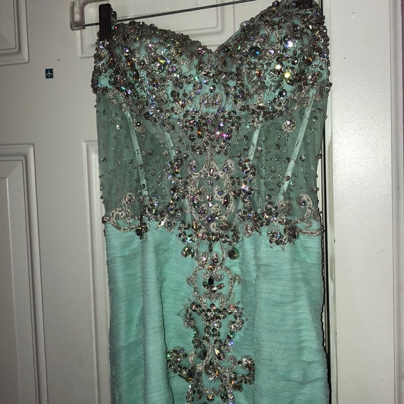 Coya Collection Strapless Mint Sequin Prom Dress - Picture 6 of 8